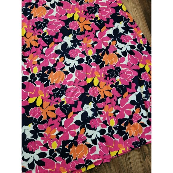 Navy Pink Floral Stretchy Pull On A-line Maxi Skirt Sz 22/24 Jessica London - Picture 2 of 5